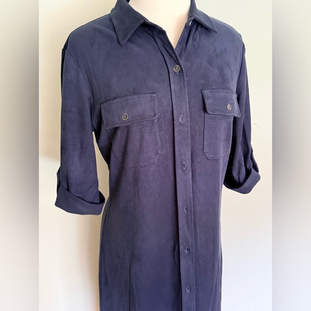 J. McLaughlin Navy faux suede Shirt Dress